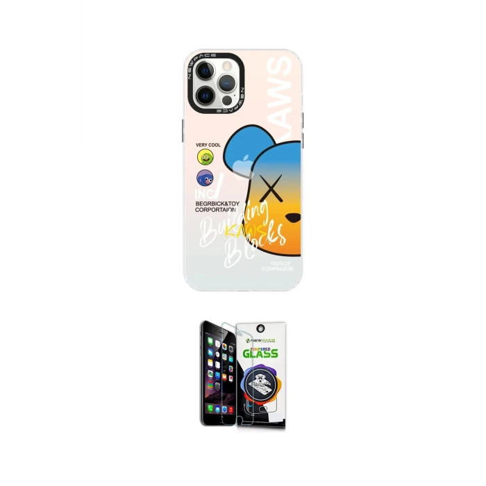 ieg™ iPhone 12 Pro Max Kılıf Siluet Çizgi Koleksiyonu - Şeffaf Temperli Cam Ekran Koruyucu