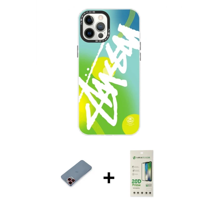 ieg™ iPhone 12 Pro Max Kılıf Siluet Çizgi Koleksiyonu - Siyah 20D Premium Cam Ekran Koruyucu + Metal Kamera Lens Koruma Cam - KI