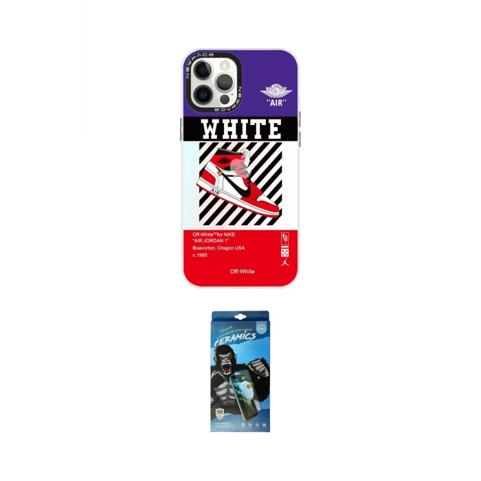 ieg™ iPhone 12 Pro Max Kılıf Siluet Çizgi Koleksiyonu - Siyah 34D Izgaralı Cam