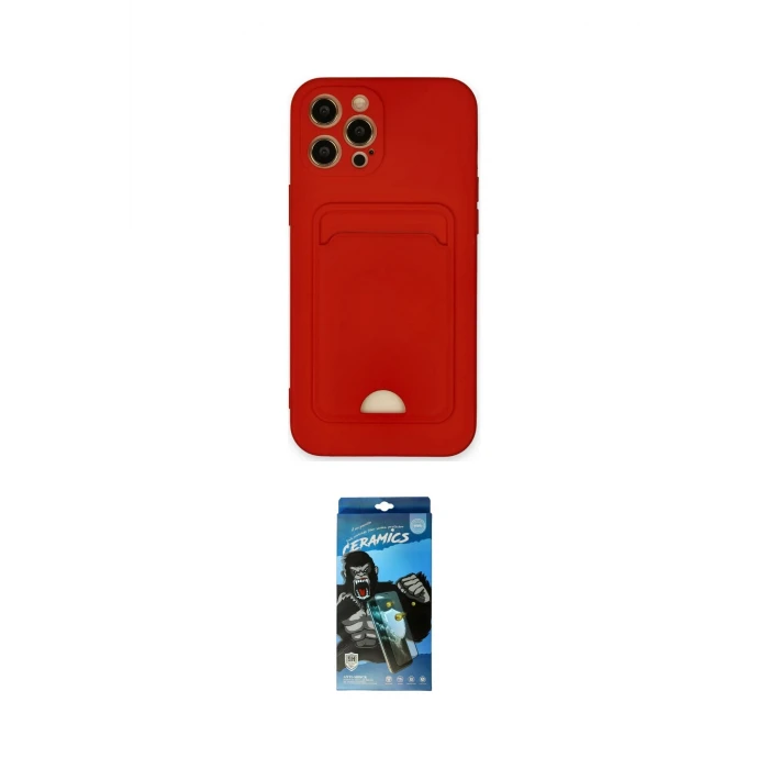 ieg™ iPhone 12 Pro Max Kılıf Vadi Çizgi Prime - Siyah 34D Izgaralı Cam