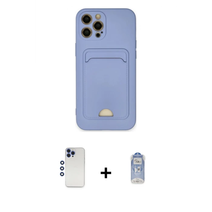 ieg™ iPhone 12 Pro Max Kılıf Vadi Çizgi Prime - Siyah Joko Magic 5D Cam + Shine Kamera Lens - LT