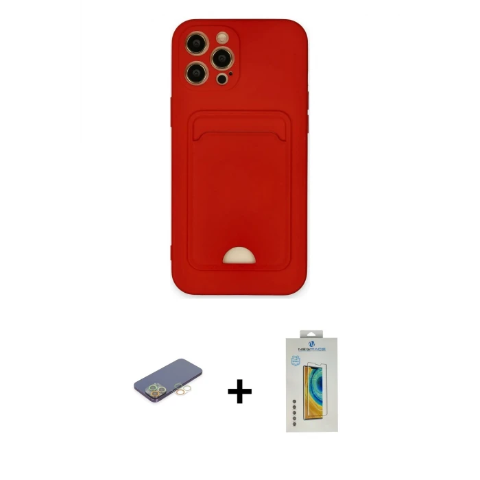 ieg™ iPhone 12 Pro Max Kılıf Vadi Çizgi Prime - Siyah Polymer Nano Ekran Koruyucu + Renkli Kamera Lens Koruma Cam - SI
