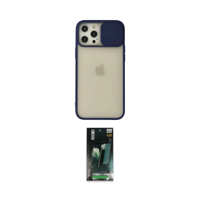 ieg™ iPhone 12 Pro Max Kılıf Vadi Çizgi - Şeffaf 360 Full Body Arka Koruyucu