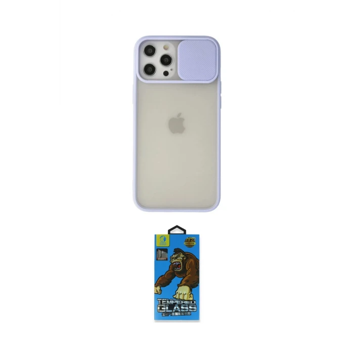 ieg™ iPhone 12 Pro Max Kılıf Vadi Çizgi - Siyah 18D Cam Ekran Koruyucu