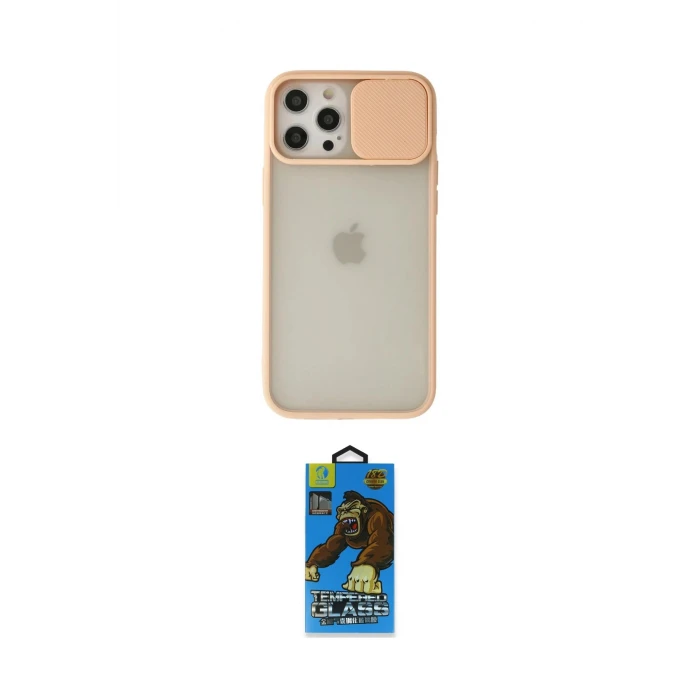 ieg™ iPhone 12 Pro Max Kılıf Vadi Çizgi - Siyah 18D Cam Ekran Koruyucu