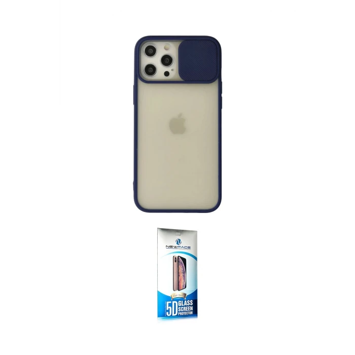 ieg™ iPhone 12 Pro Max Kılıf Vadi Çizgi - Siyah 5D Eko Cam Ekran Koruyucu