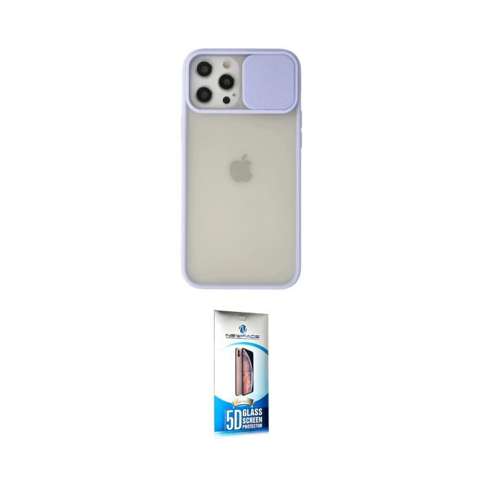 ieg™ iPhone 12 Pro Max Kılıf Vadi Çizgi - Siyah 5D Eko Cam Ekran Koruyucu