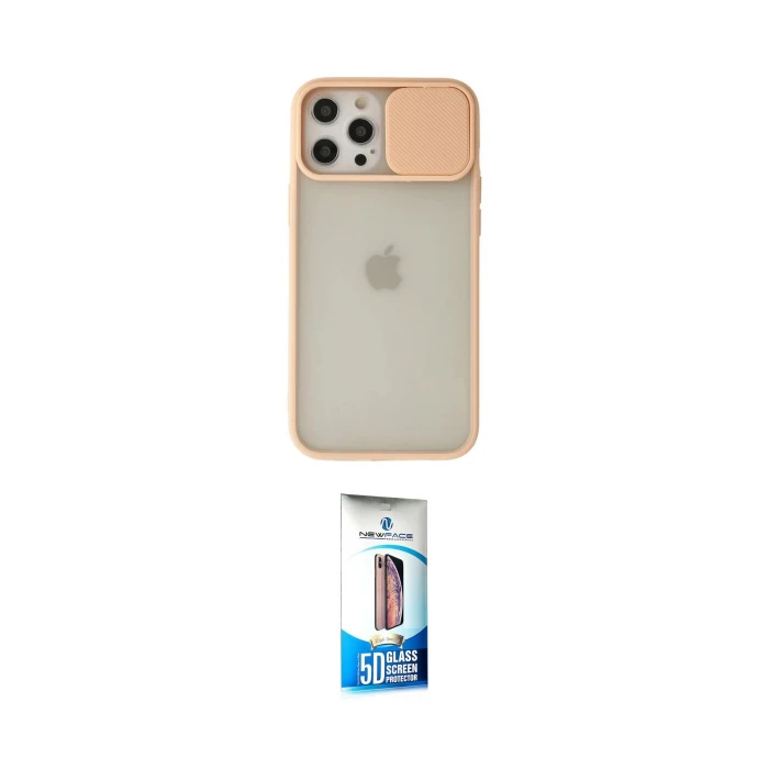 ieg™ iPhone 12 Pro Max Kılıf Vadi Çizgi - Siyah 5D Eko Cam Ekran Koruyucu