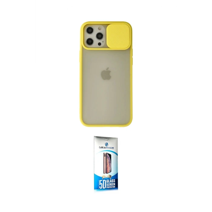 ieg™ iPhone 12 Pro Max Kılıf Vadi Çizgi - Siyah 5D Eko Cam Ekran Koruyucu