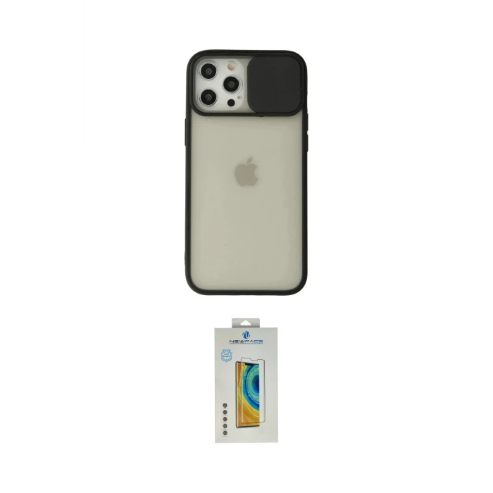 ieg™ iPhone 12 Pro Max Kılıf Vadi Çizgi - Siyah Polymer Nano Ekran Koruyucu