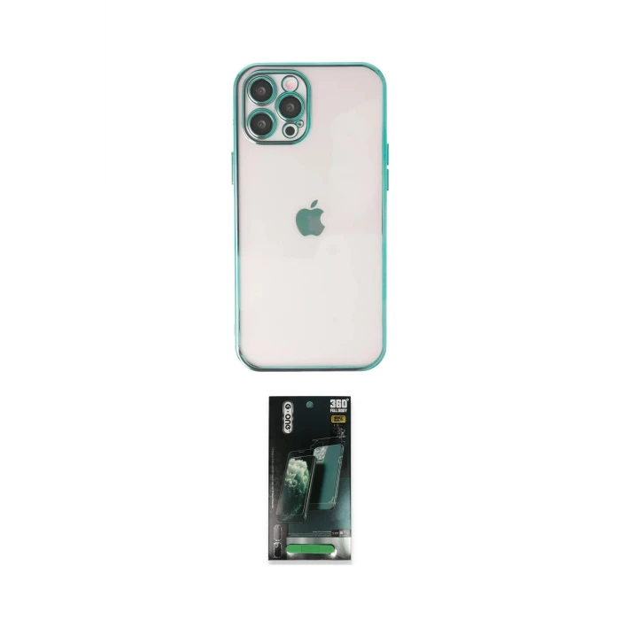 ieg™ iPhone 12 Pro Max Kılıf Vadi Minimal - Şeffaf 360 Full Body Arka Koruyucu