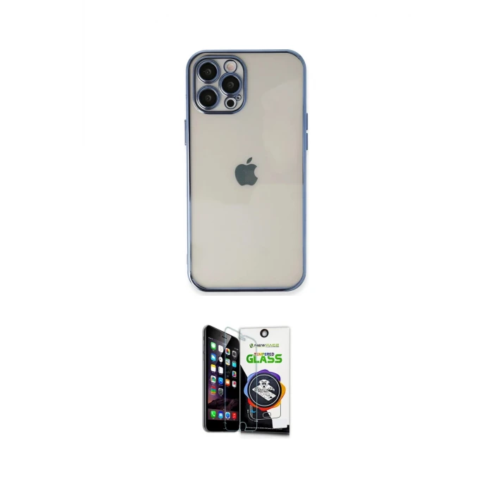 ieg™ iPhone 12 Pro Max Kılıf Vadi Minimal - Şeffaf Temperli Cam Ekran Koruyucu