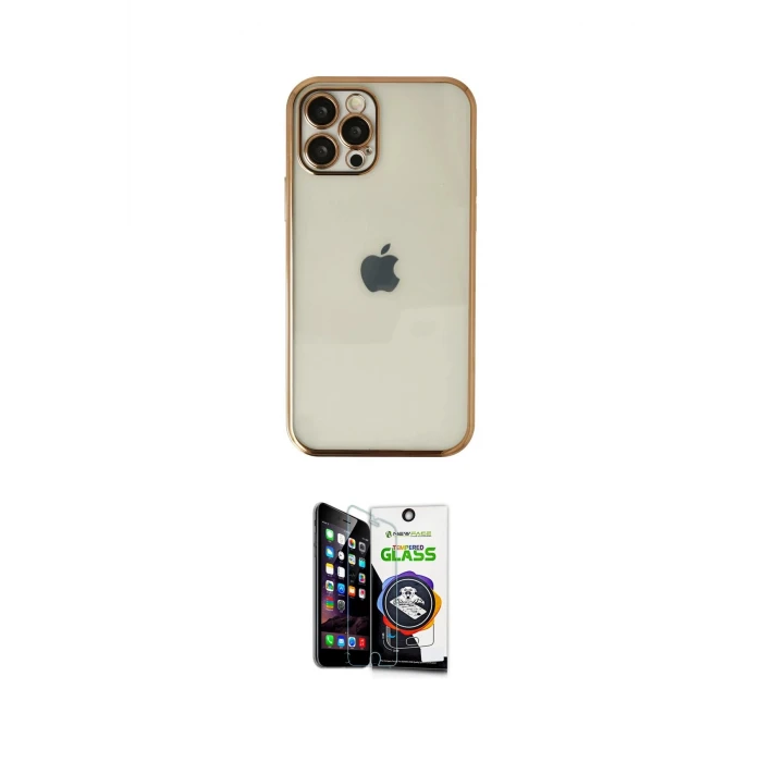 ieg™ iPhone 12 Pro Max Kılıf Vadi Minimal - Şeffaf Temperli Cam Ekran Koruyucu