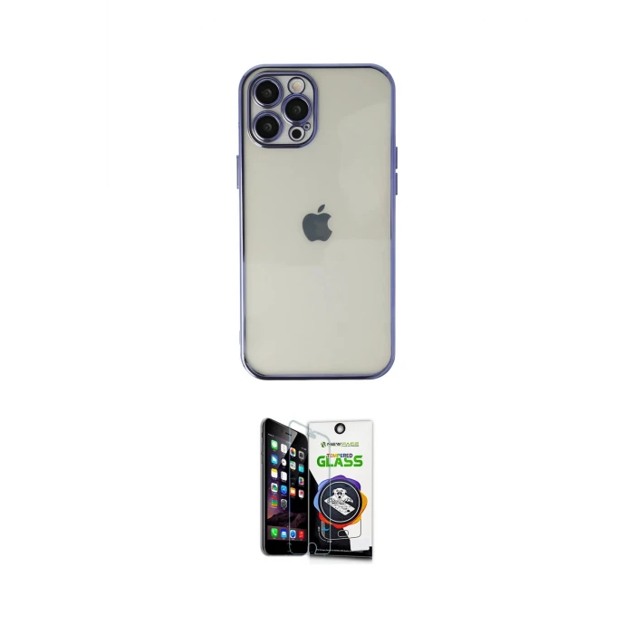 ieg™ iPhone 12 Pro Max Kılıf Vadi Minimal - Şeffaf Temperli Cam Ekran Koruyucu