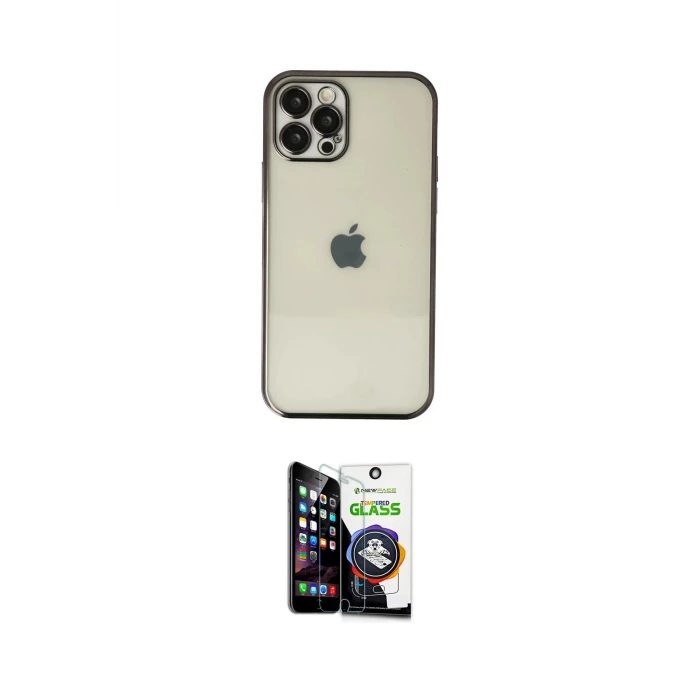 ieg™ iPhone 12 Pro Max Kılıf Vadi Minimal - Şeffaf Temperli Cam Ekran Koruyucu