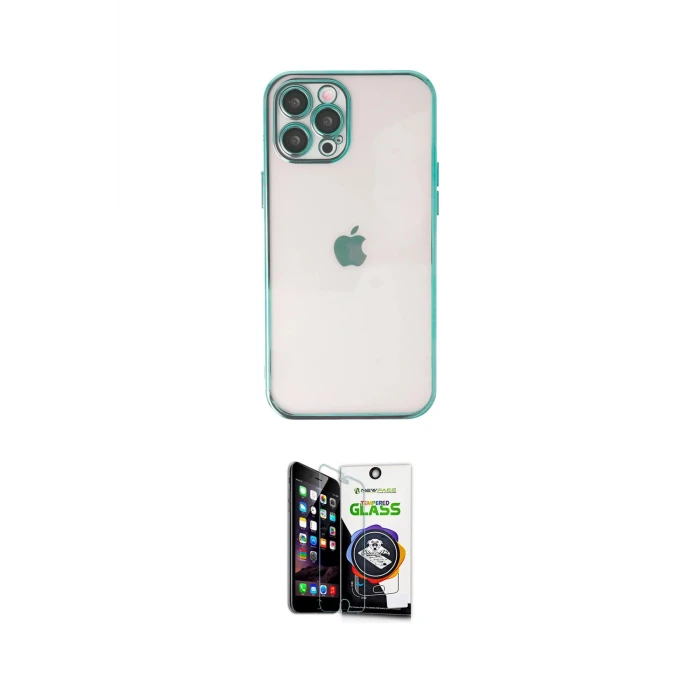 ieg™ iPhone 12 Pro Max Kılıf Vadi Minimal - Şeffaf Temperli Cam Ekran Koruyucu