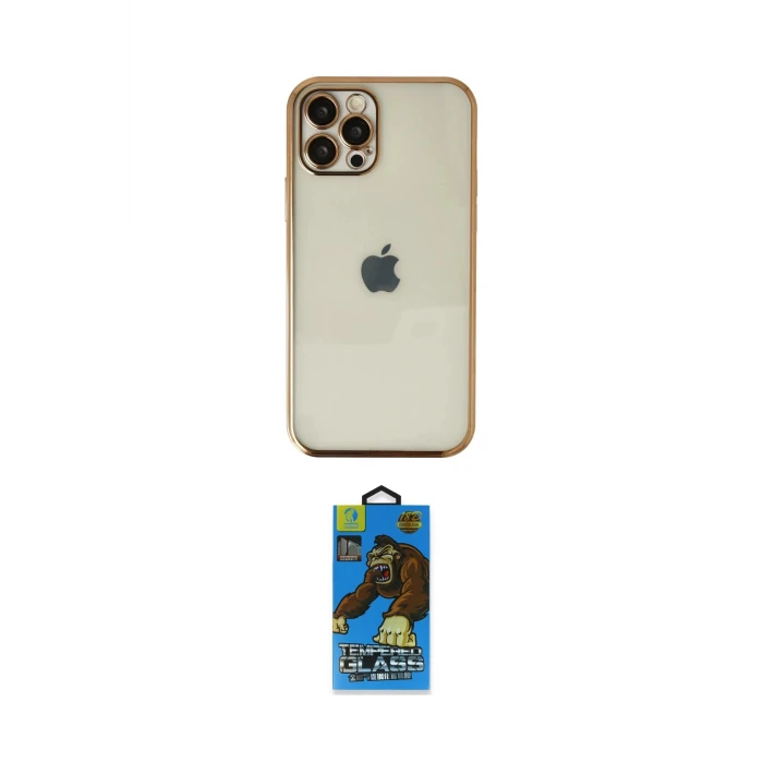 ieg™ iPhone 12 Pro Max Kılıf Vadi Minimal - Siyah 18D Cam Ekran Koruyucu