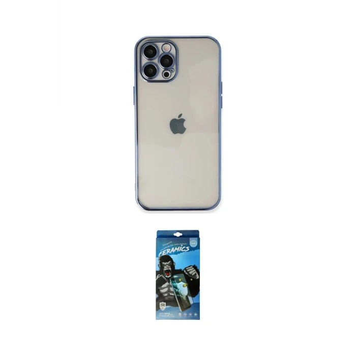 ieg™ iPhone 12 Pro Max Kılıf Vadi Minimal - Siyah 34D Izgaralı Cam