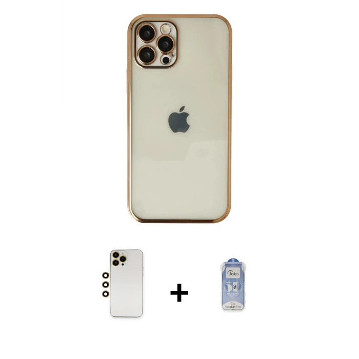 ieg™ iPhone 12 Pro Max Kılıf Vadi Minimal - Siyah Joko Magic 5D Cam + Shine Kamera Lens - GD