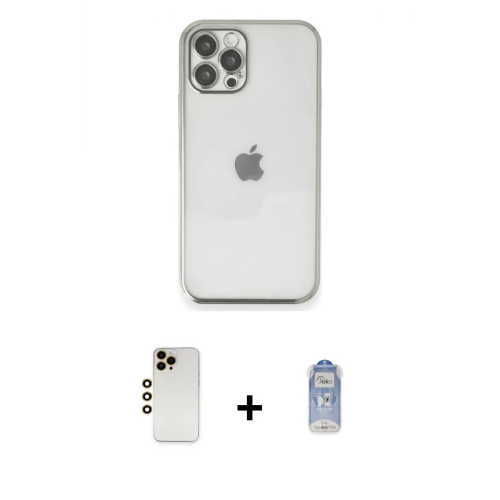 ieg™ iPhone 12 Pro Max Kılıf Vadi Minimal - Siyah Joko Magic 5D Cam + Shine Kamera Lens - GD