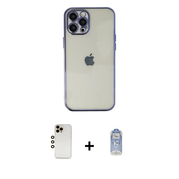 ieg™ iPhone 12 Pro Max Kılıf Vadi Minimal - Siyah Joko Magic 5D Cam + Shine Kamera Lens - GD