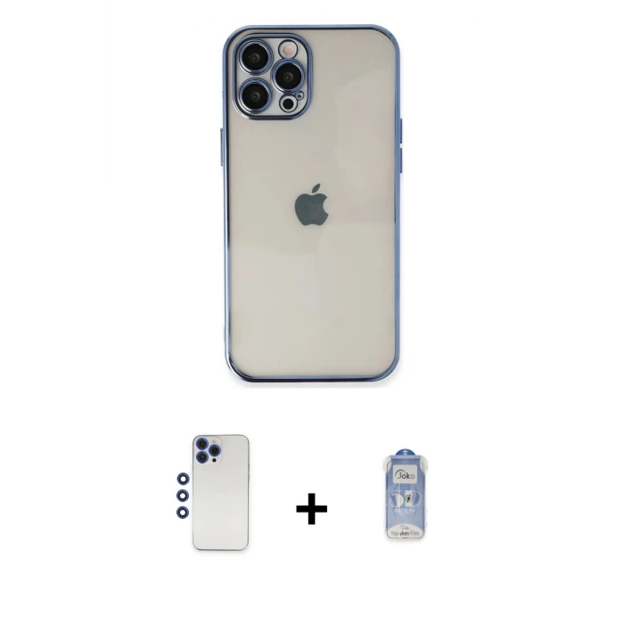 ieg™ iPhone 12 Pro Max Kılıf Vadi Minimal - Siyah Joko Magic 5D Cam + Shine Kamera Lens - LT