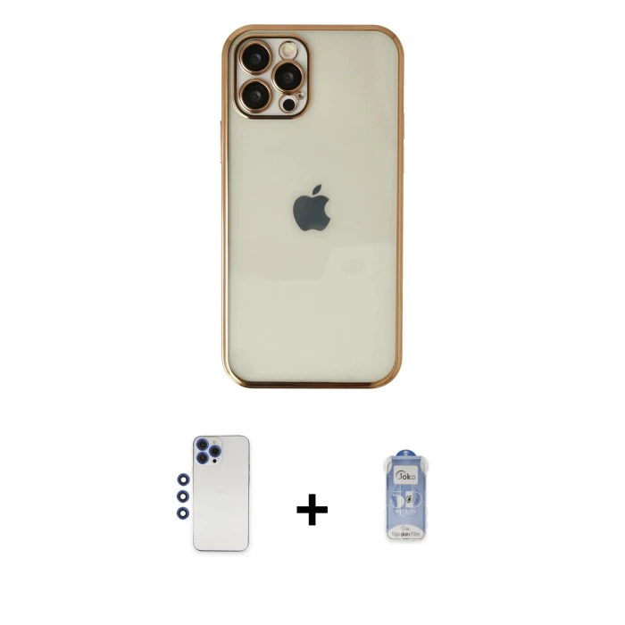 ieg™ iPhone 12 Pro Max Kılıf Vadi Minimal - Siyah Joko Magic 5D Cam + Shine Kamera Lens - LT