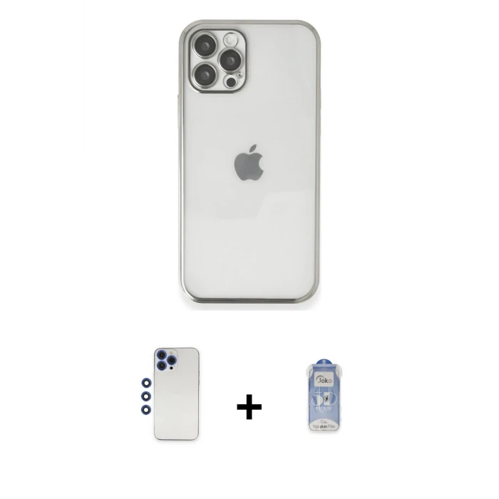 ieg™ iPhone 12 Pro Max Kılıf Vadi Minimal - Siyah Joko Magic 5D Cam + Shine Kamera Lens - LT