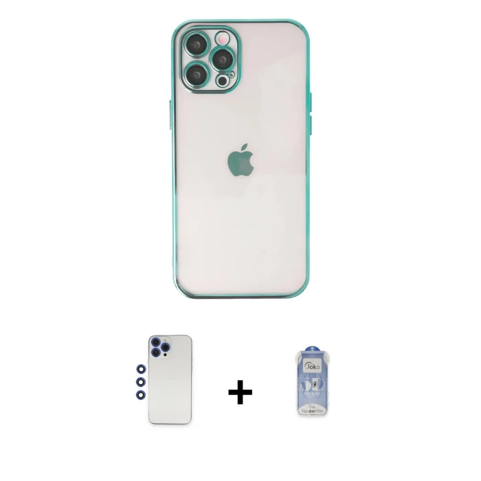 ieg™ iPhone 12 Pro Max Kılıf Vadi Minimal - Siyah Joko Magic 5D Cam + Shine Kamera Lens - LT