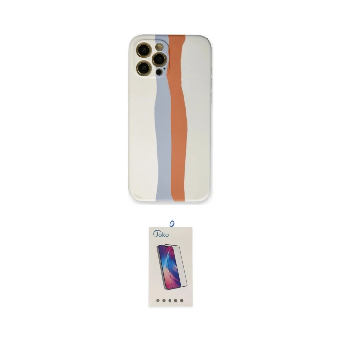 ieg™ iPhone 12 Pro Max Kılıf Yadigar Çizgi - Siyah Joko 5D Cam