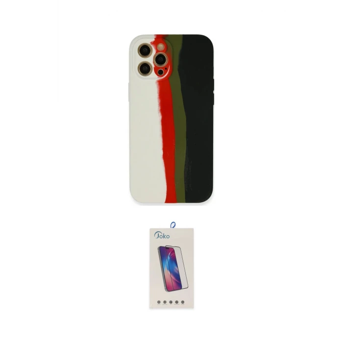 ieg™ iPhone 12 Pro Max Kılıf Yadigar Çizgi - Siyah Joko 5D Cam
