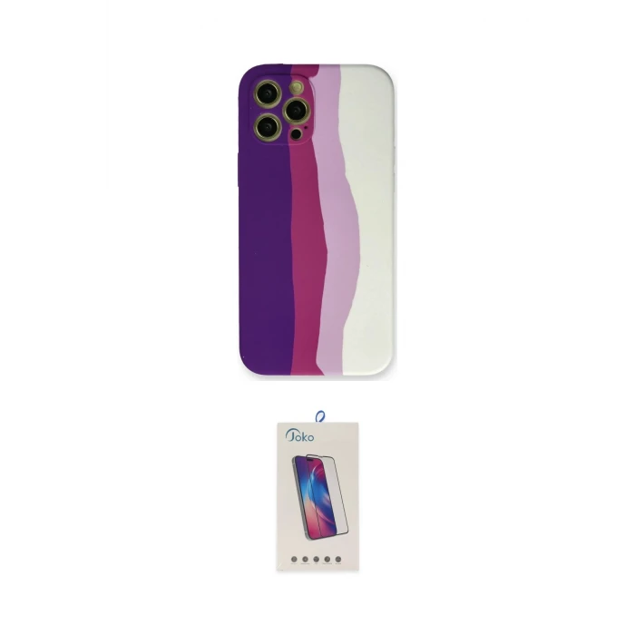ieg™ iPhone 12 Pro Max Kılıf Yadigar Çizgi - Siyah Joko 5D Cam