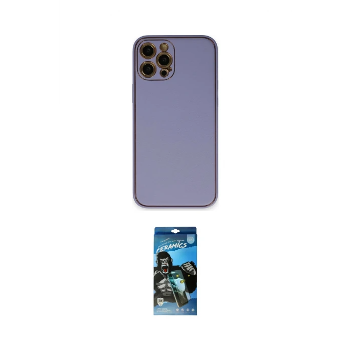 ieg™ iPhone 12 Pro Max Kılıf Yadigar Klasik - Siyah 34D Izgaralı Cam