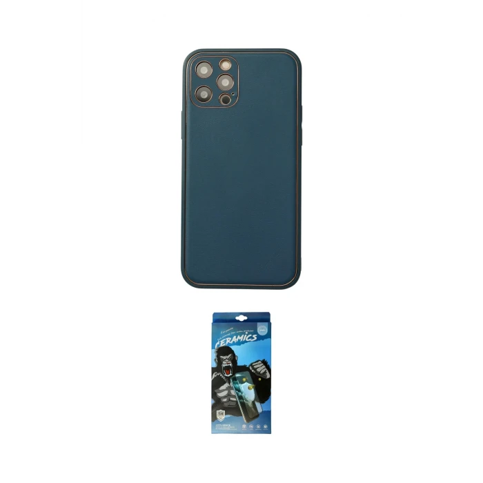 ieg™ iPhone 12 Pro Max Kılıf Yadigar Klasik - Siyah 34D Izgaralı Cam