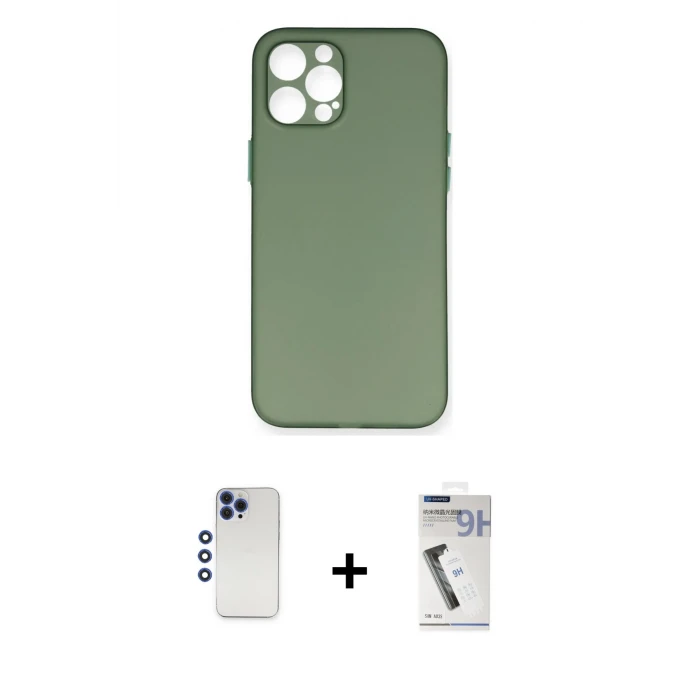 ieg™ iPhone 12 Pro Max Kılıf Yadigar Yansıma Serisi - Şeffaf Uv Polymer Nano Ekran Koruyucu + Shine Kamera Lens - LT