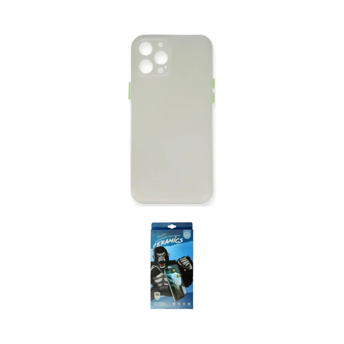 ieg™ iPhone 12 Pro Max Kılıf Yadigar Yansıma Serisi - Siyah 34D Izgaralı Cam