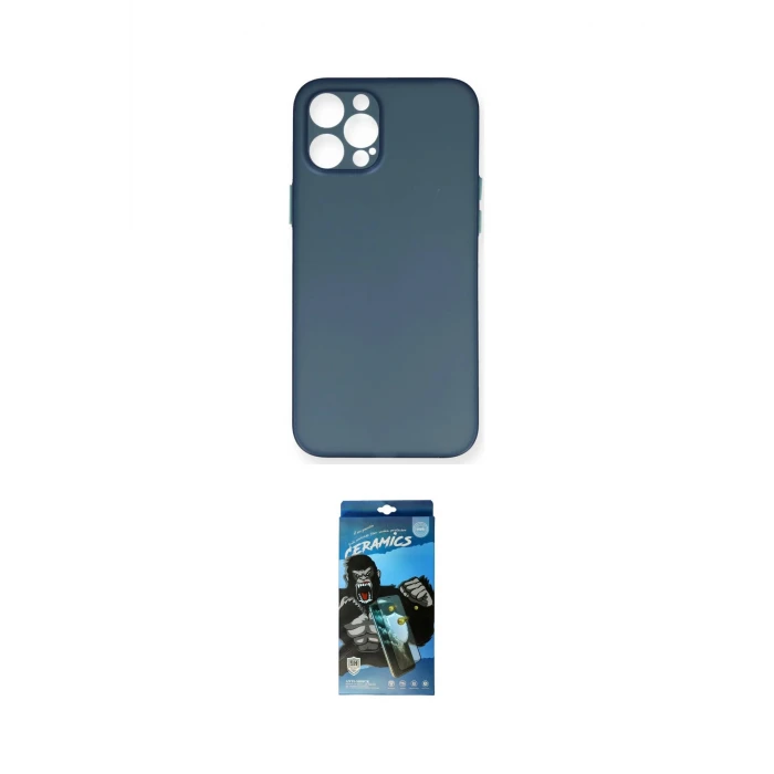 ieg™ iPhone 12 Pro Max Kılıf Yadigar Yansıma Serisi - Siyah 34D Izgaralı Cam