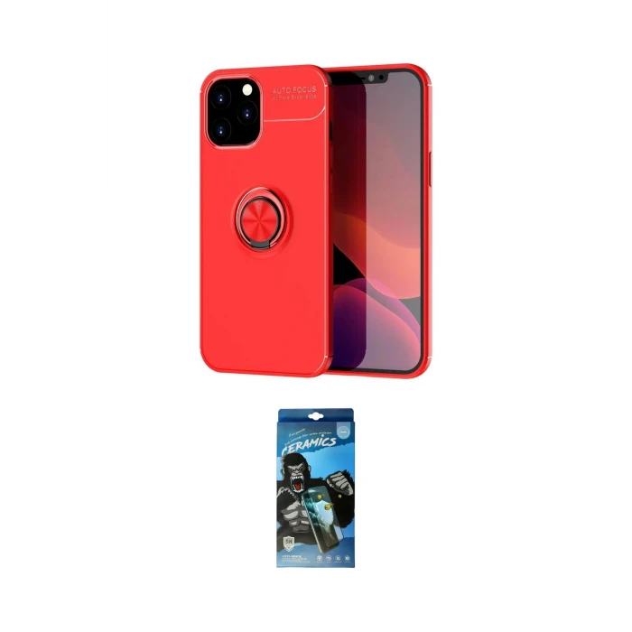 ieg™ iPhone 12 Pro Max Kılıf Yankı Form Prime - Siyah 34D Izgaralı Cam