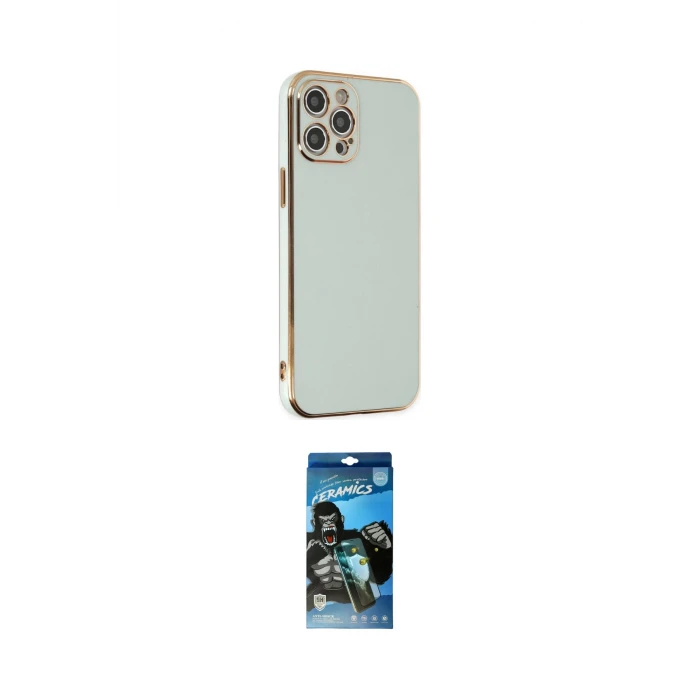 ieg™ iPhone 12 Pro Max Kılıf Yankı Serisi - Siyah 34D Izgaralı Cam