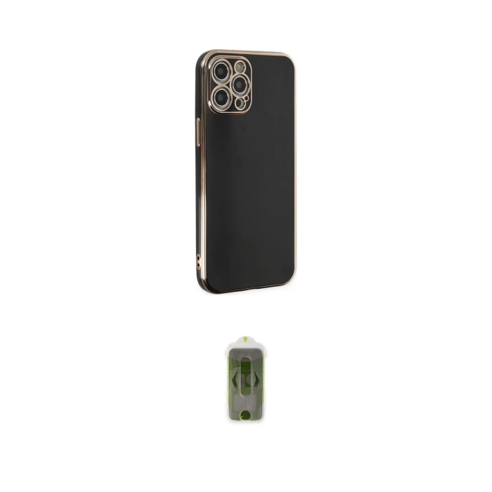 ieg™ iPhone 12 Pro Max Kılıf Yankı Serisi - Siyah Joko Magic 5D Hayalet Cam