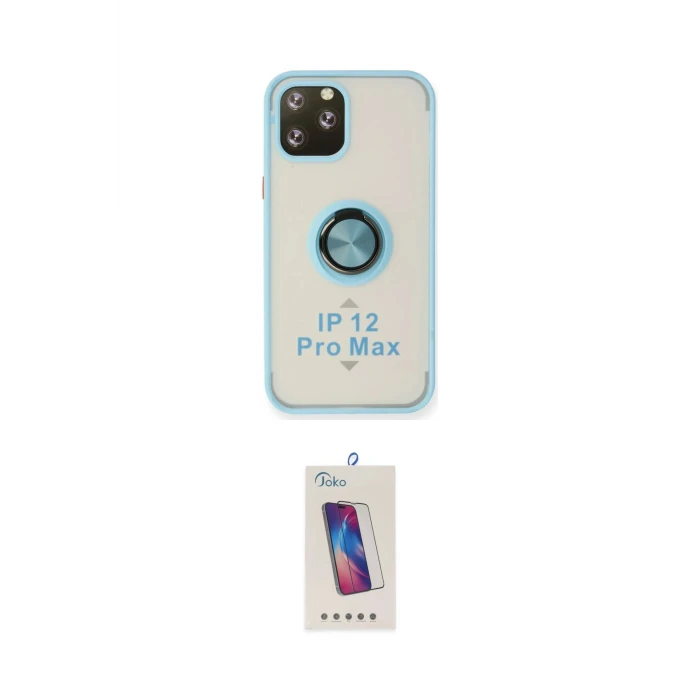 ieg™ iPhone 12 Pro Max Kılıf Yörünge Çizgi - Siyah Joko 5D Cam