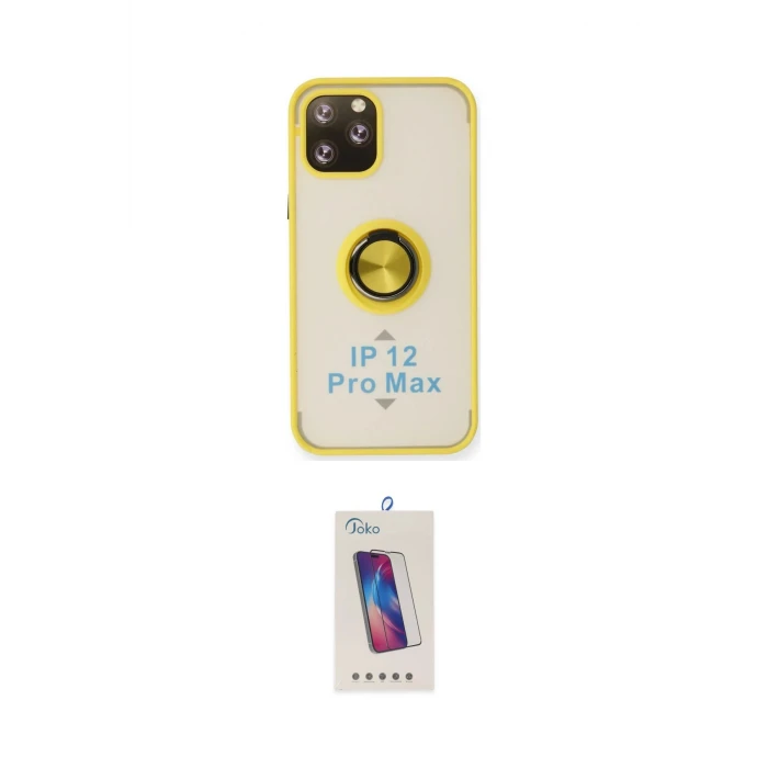 ieg™ iPhone 12 Pro Max Kılıf Yörünge Çizgi - Siyah Joko 5D Cam