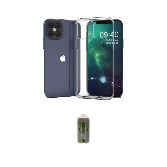 ieg™ iPhone 12 Pro Max Kılıf Zirve Doku - Siyah Joko Magic 5D Hayalet Cam