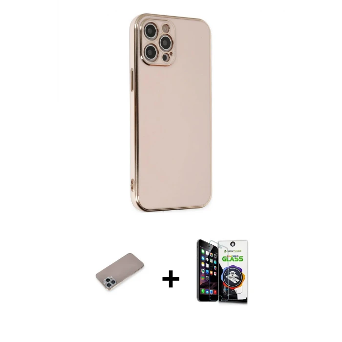 ieg™ iPhone 12 Pro Max Yankı Serisi - Şeffaf Temperli Cam Ekran Koruyucu + Sierra Blue Shine Kamera Lens Koruma Cam