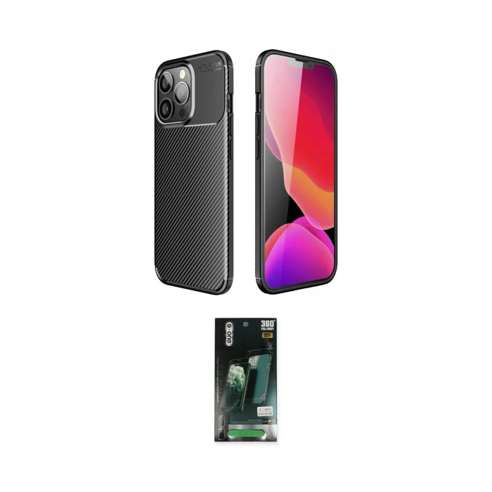 ieg™ iPhone 13 Pro Kılıf Eksen Form Prime - Şeffaf 360 Full Body Arka Koruyucu