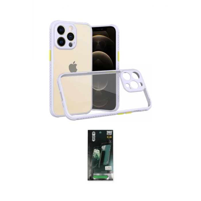 ieg™ iPhone 13 Pro Kılıf Nova Asil Özel Seri - Şeffaf 360 Full Body Arka Koruyucu