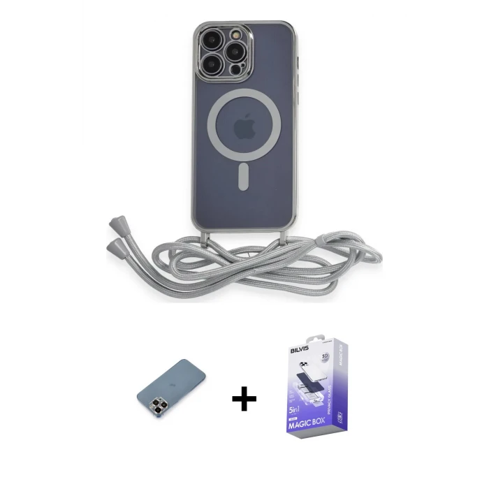 ieg™ iPhone 13 Pro Max Eksen Özel Seri - Siyah Bilvis 5in1 5D Magic Hayalet Cam Ekran Koruyucu + Mor Metal Kamera Lens Koruma Cam