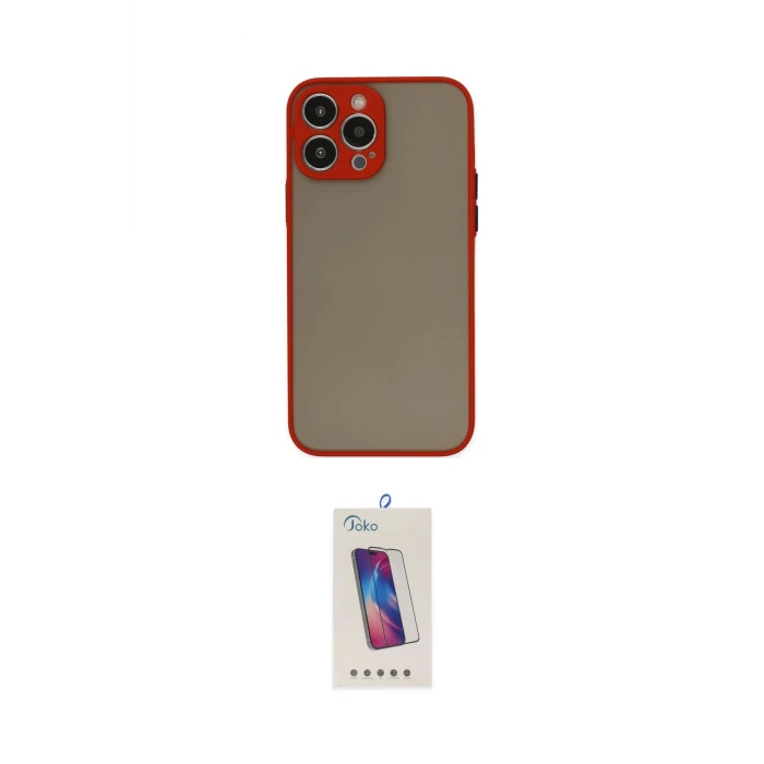 ieg™ iPhone 13 Pro Max Kılıf Ahenk Çizgi Serisi - Siyah Joko 5D Cam