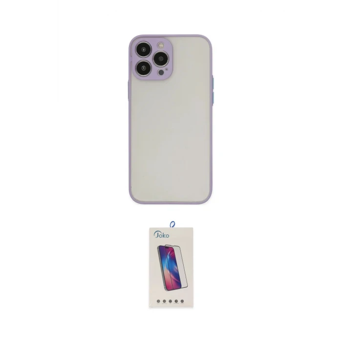 ieg™ iPhone 13 Pro Max Kılıf Ahenk Çizgi Serisi - Siyah Joko 5D Cam