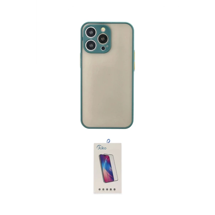 ieg™ iPhone 13 Pro Max Kılıf Ahenk Çizgi Serisi - Siyah Joko 5D Cam